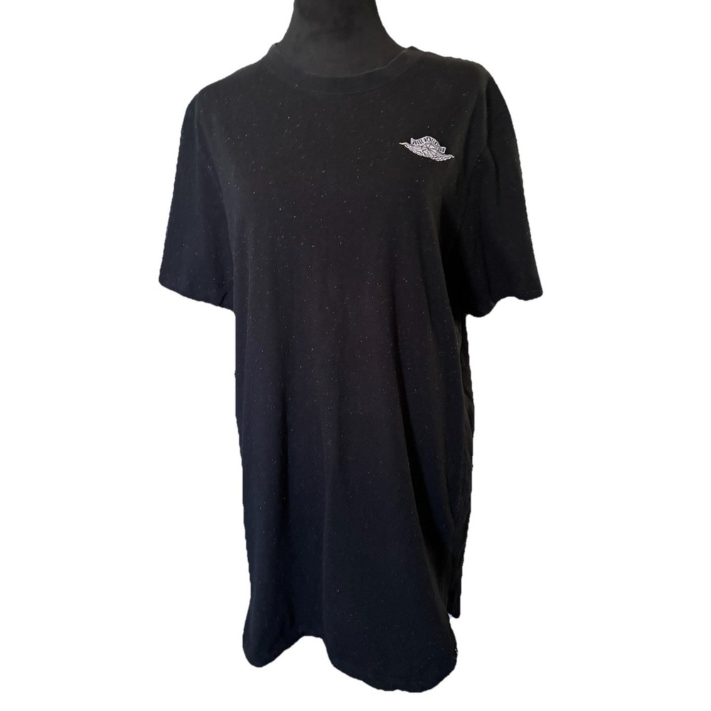 Air Jordan Future 2 Men TShirt Black Speckled Short Sleeve Embroidered LRG Wings